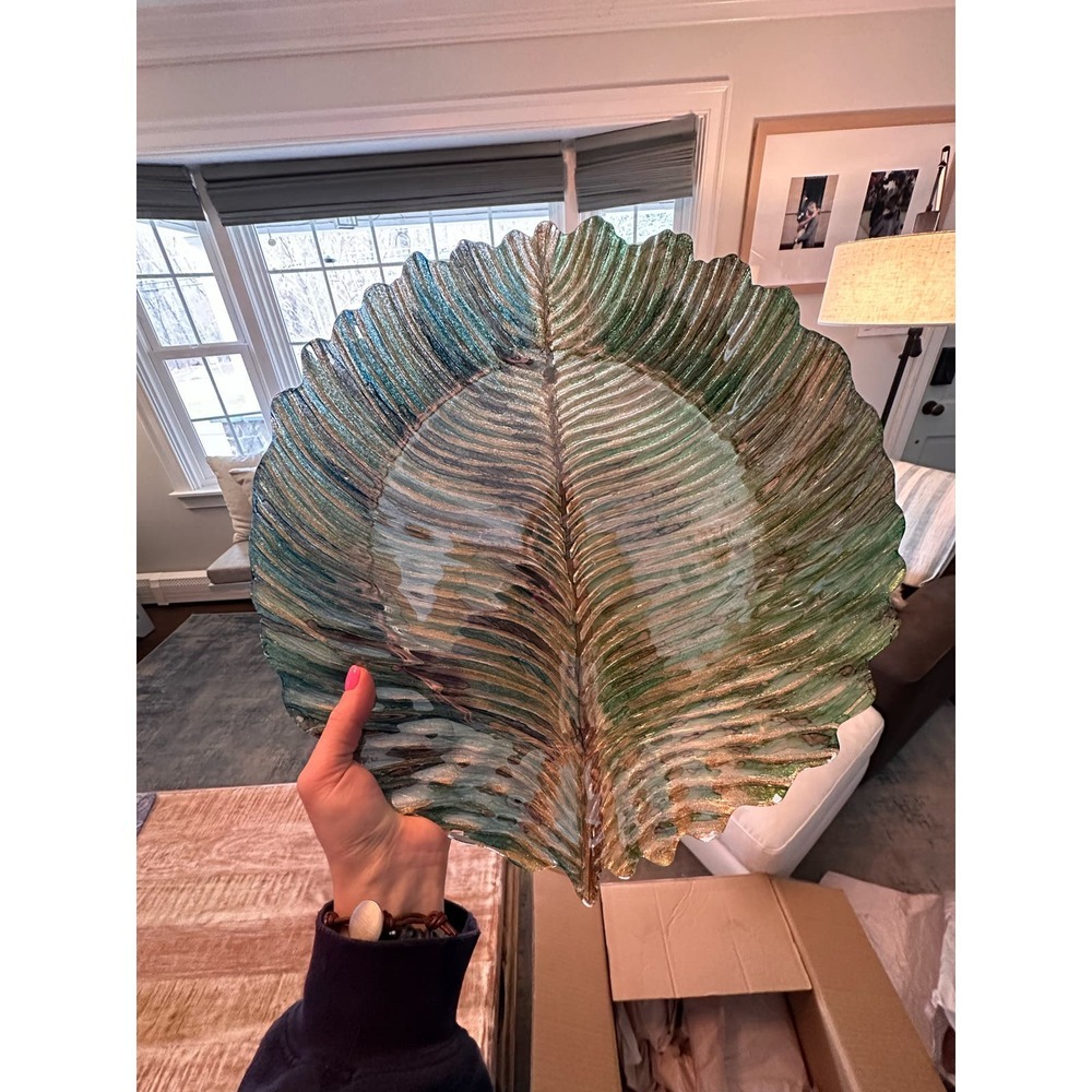 Really beautiful glass piece looks like a peacock feather - Picture 3 of 6